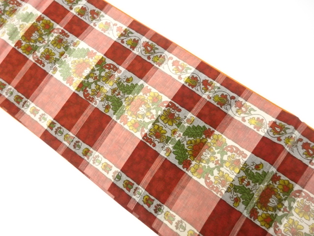 JAPANESE FUKURO OBI / WOVEN FLORAL PLANTS